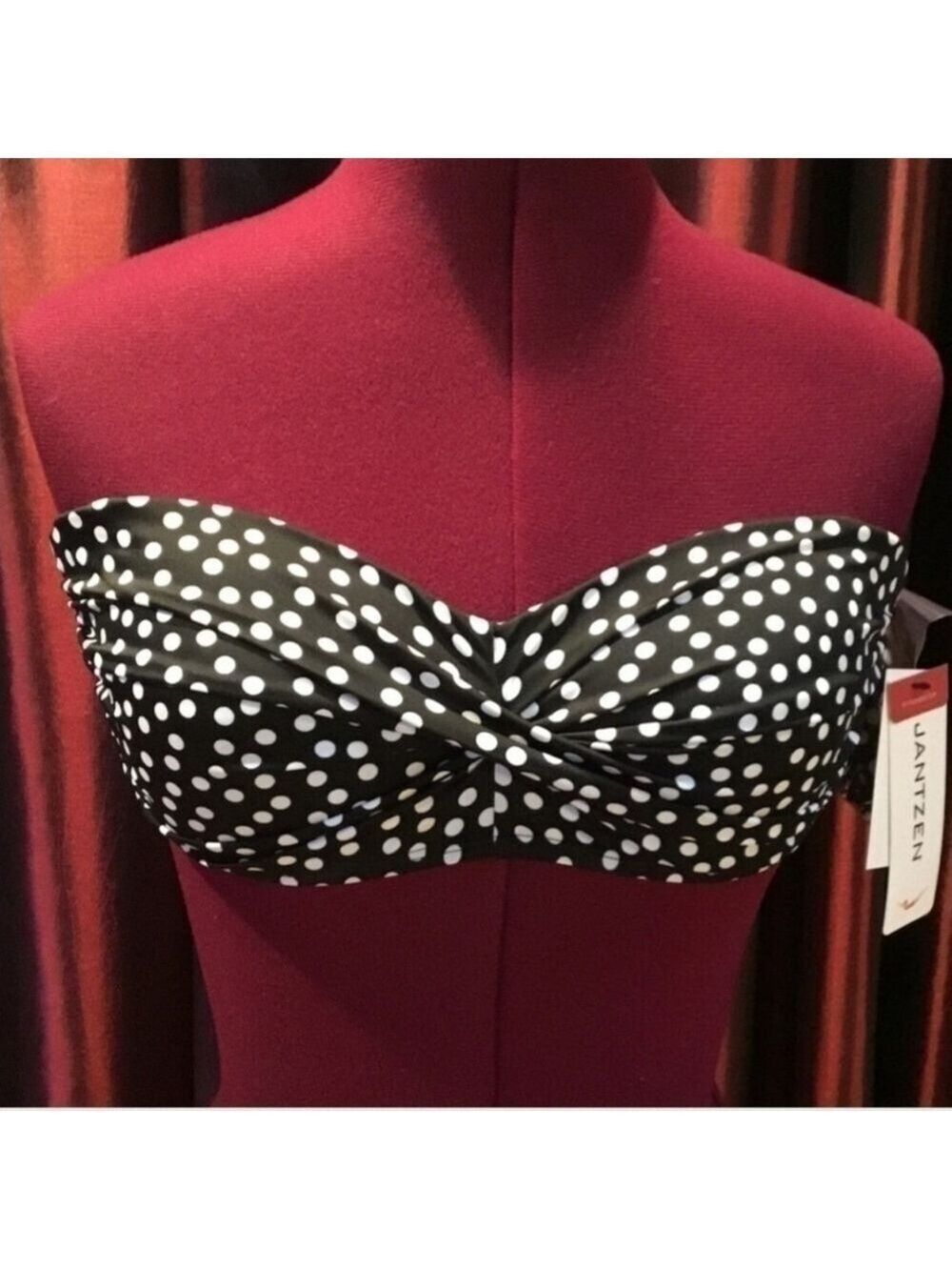 New Jantzen Bikini Top Black and White Polka Dots  NWT  Swimwear Size 8